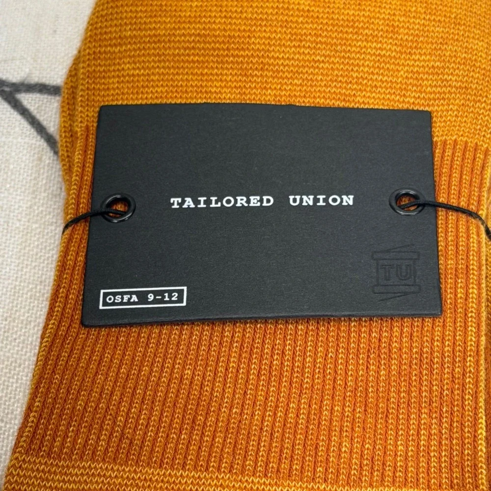 Tailored Union Crew Socks OSFA 9-12 Rust Orange Ribbed Cotton Blend UMC-FSSR-RUS